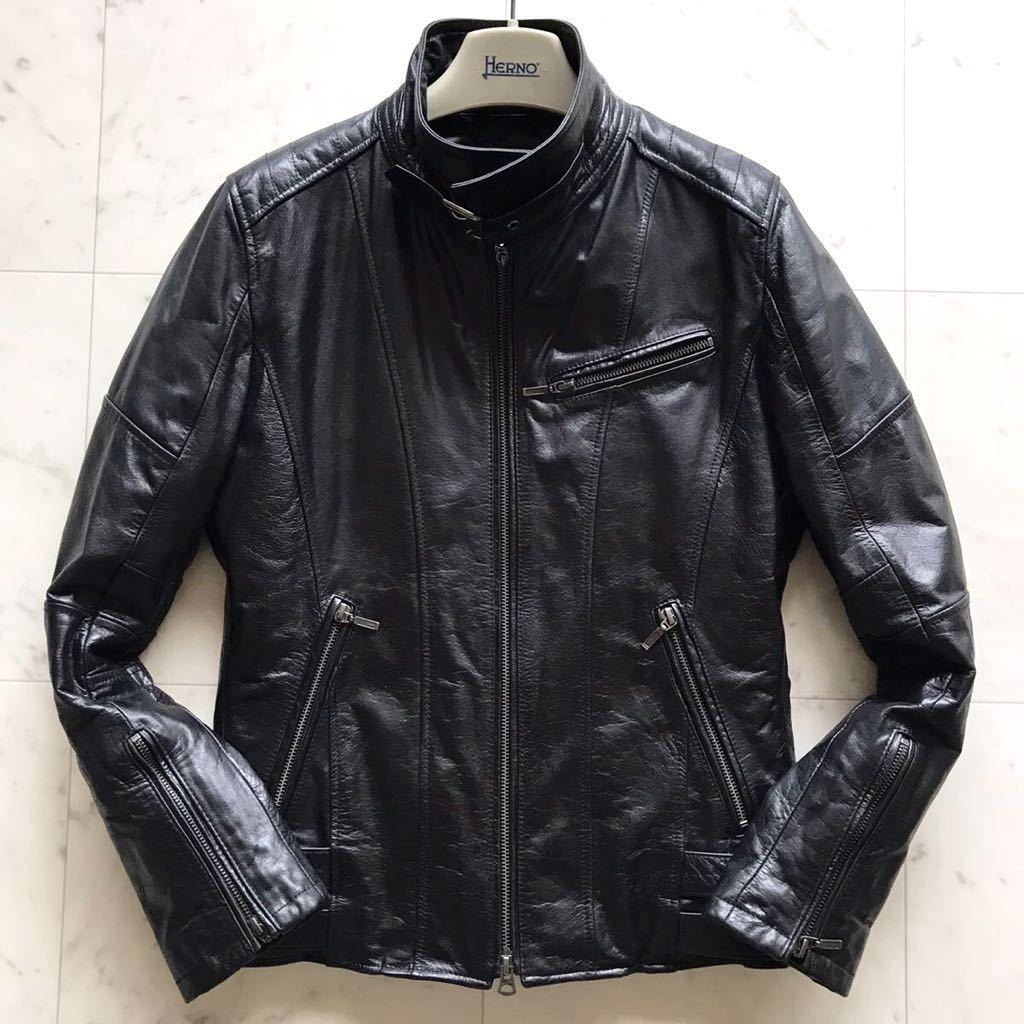 トルネードマート 【極上カウレザー】 TORNADO MART シングル レザー ライダース ジャケット 革ジャン M 牛革 キルティング バイカー 黒