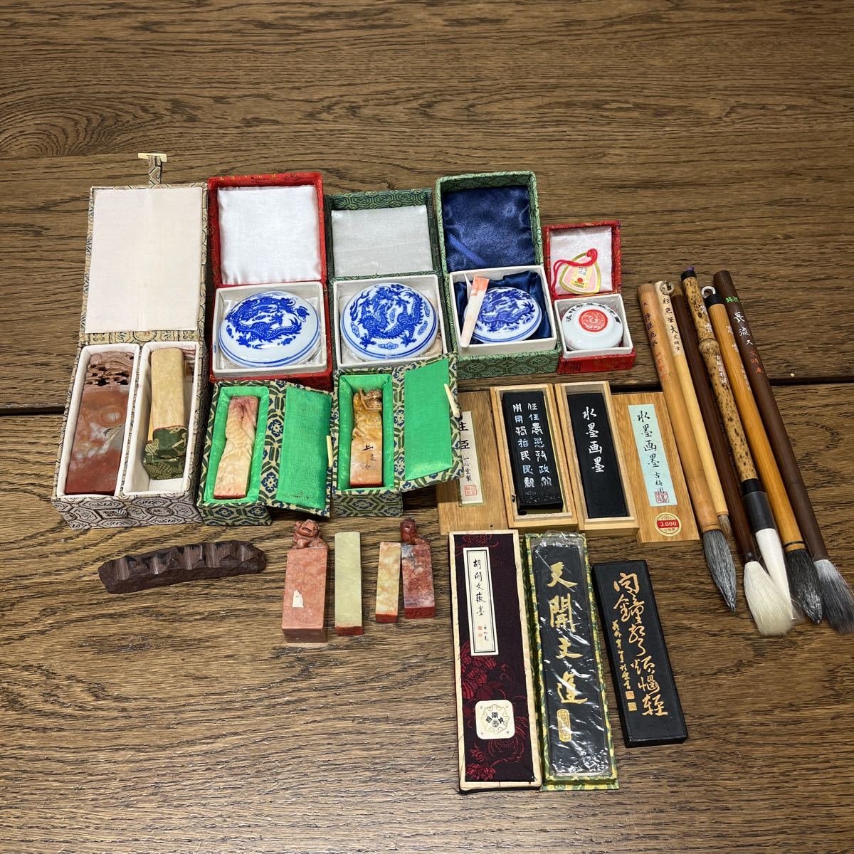書道具/印材/墨/朱肉/乾隆年製/筆/まとめ売り/中国/中国美術【保管品】