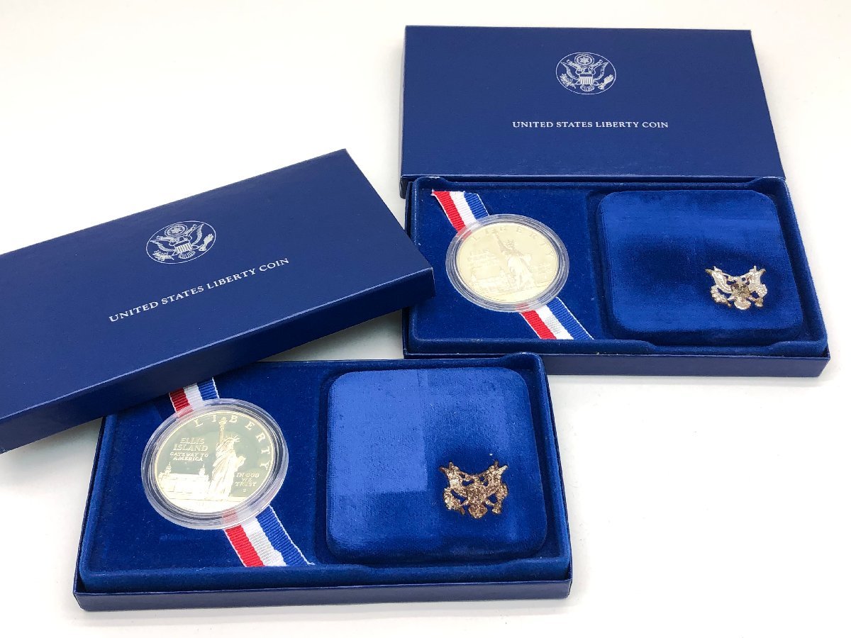 ◇ アメリカ 1986年 自由の女神 記念コイン 1ドル 銀貨 ケース付き 2点