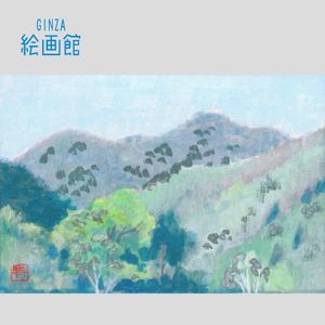 油彩：F8号：風景画：東山魁夷：サイン有：湖：油絵：模写：額装：絵画 