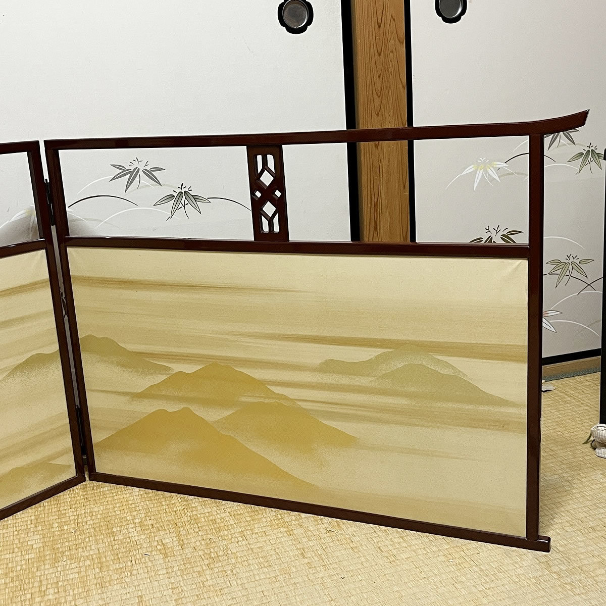 茶器⁄茶道具 風炉先屏風 風炉先 2尺4寸 片落し 雲鵬