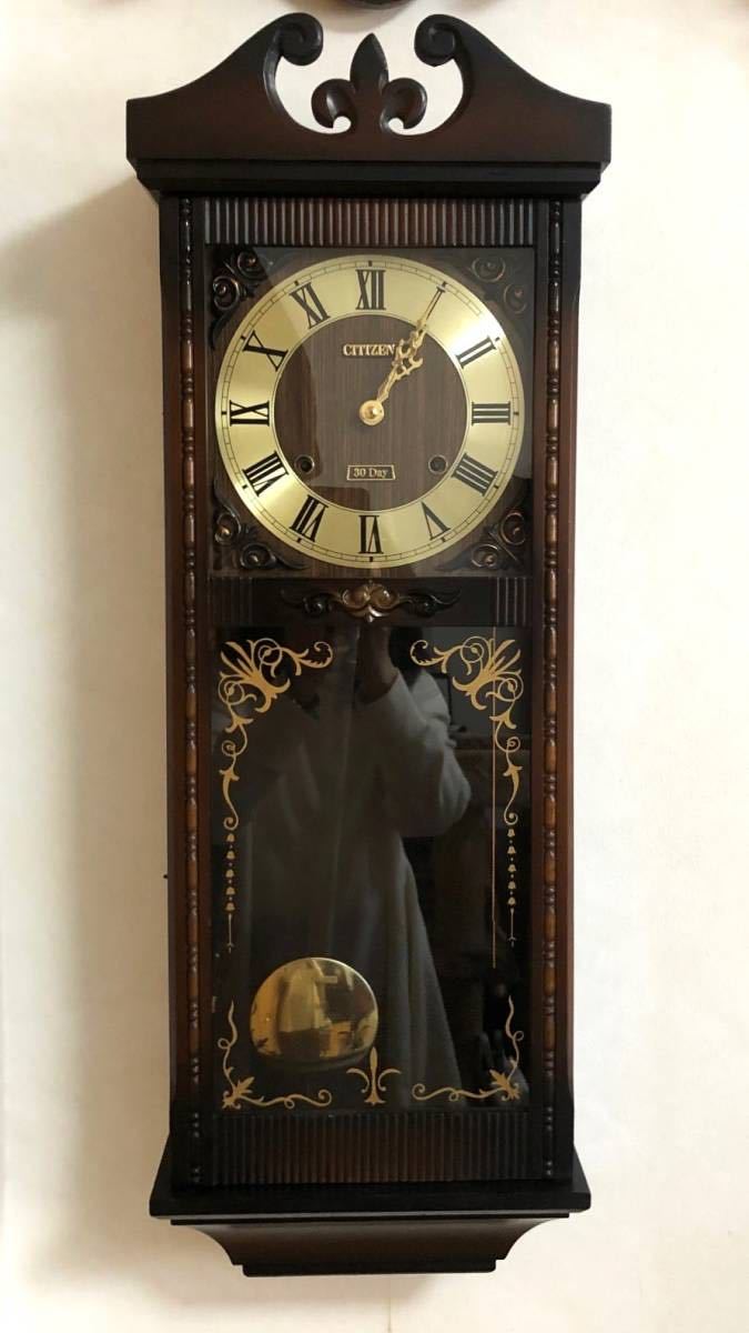 動作品 CITIZEN シチズン 30DAY ゼンマイ式振り子時計 ボンボン時計 柱時計 掛時計 昭和レトロ アンティーク インテリア