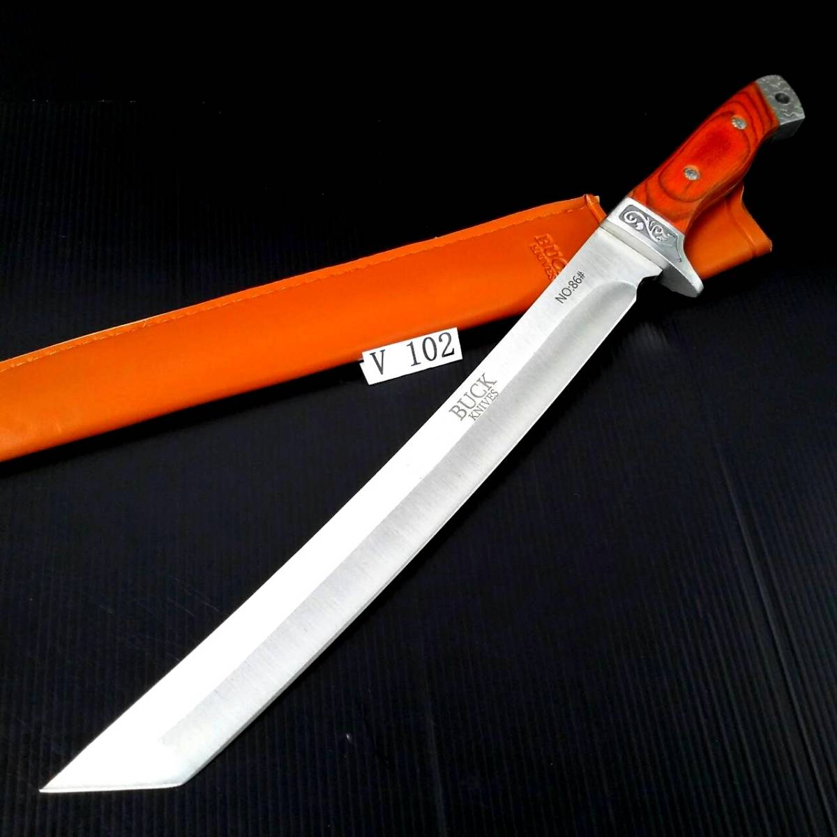 ◇ BUCK KNIVES サバイバルナイフ フルタング構造 木製ハンドル V-102 
