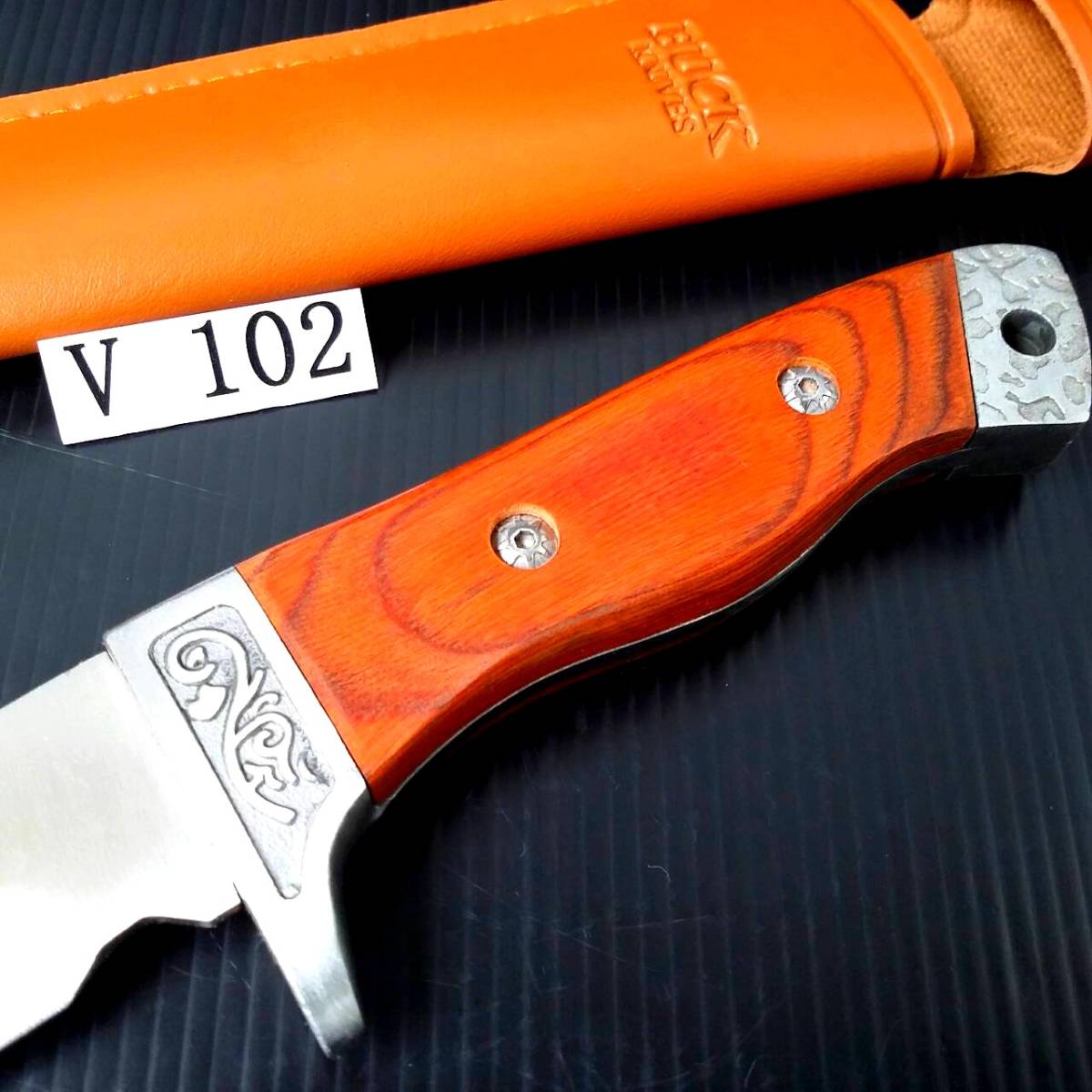 ◇ BUCK KNIVES サバイバルナイフ フルタング構造 木製ハンドル V-102 