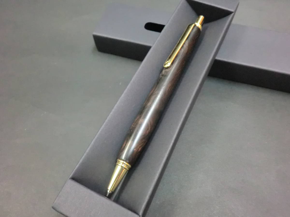 No.37ハンドメイド木軸シャーペンアフリカンブラックウッド杢 レア