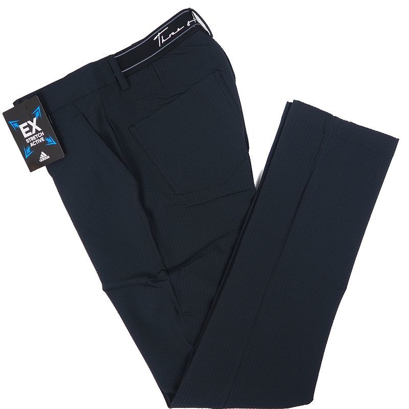 P173 新品 アディダスゴルフ EX STRETCH ACTIVE ストレッチ シアサッカー パンツ adidas GOLF 春夏 吸汗速乾 UPF50+ (サイズ:79) 黒