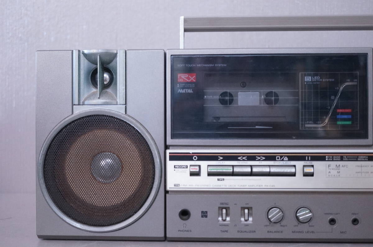 名機! National RX-C45 ラジオカセット 赤 レッド 昭和レトロ National ナショナル RX-C45 赤 希少カラー スピーカー分離式 ラジカセ