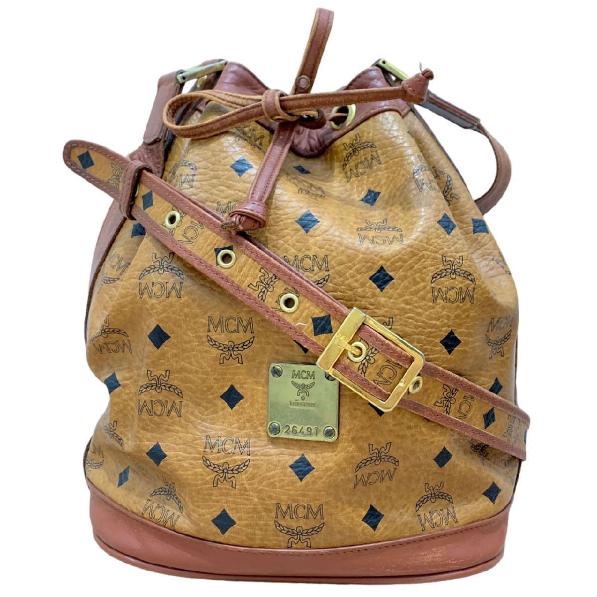 MCM エムシーエム ヴィセトス 巾着 ショルダーバッグ ブラウン系 