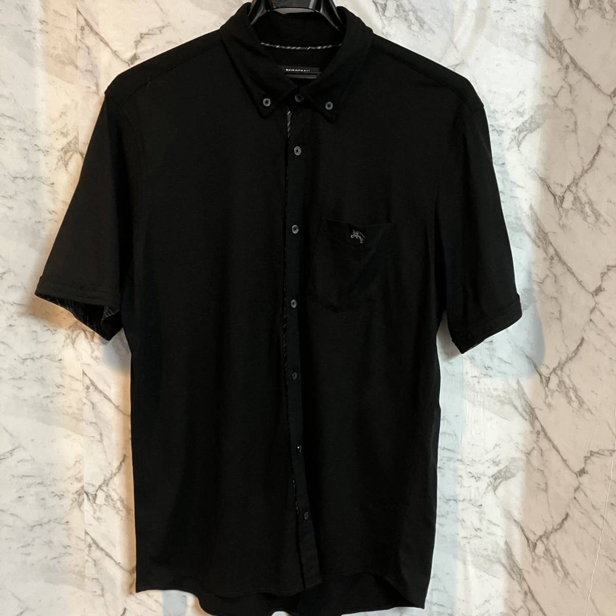 バーバリーブラックレーベル BURBERRY BLACK LABEL 半袖シャツ ブルー