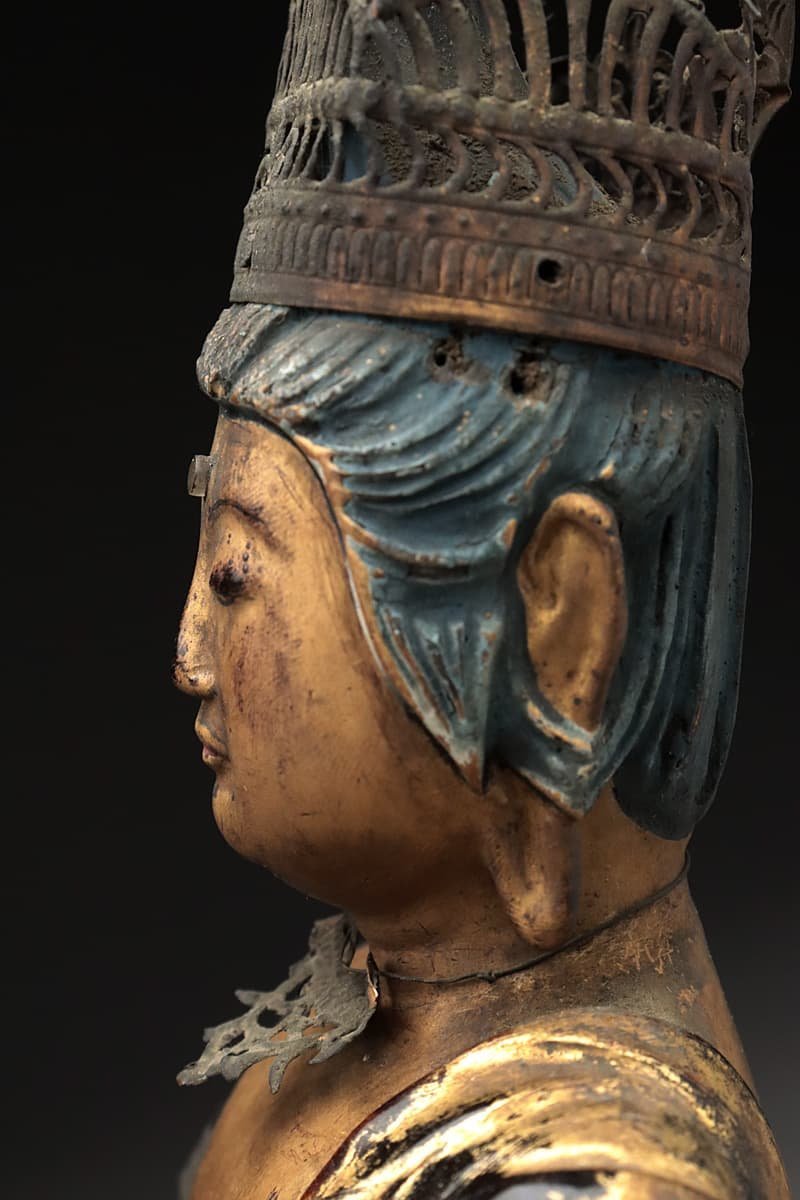CW137 時代 仏教美術 金泥塗 木造大日如来坐像 全高46.5cm/仏高