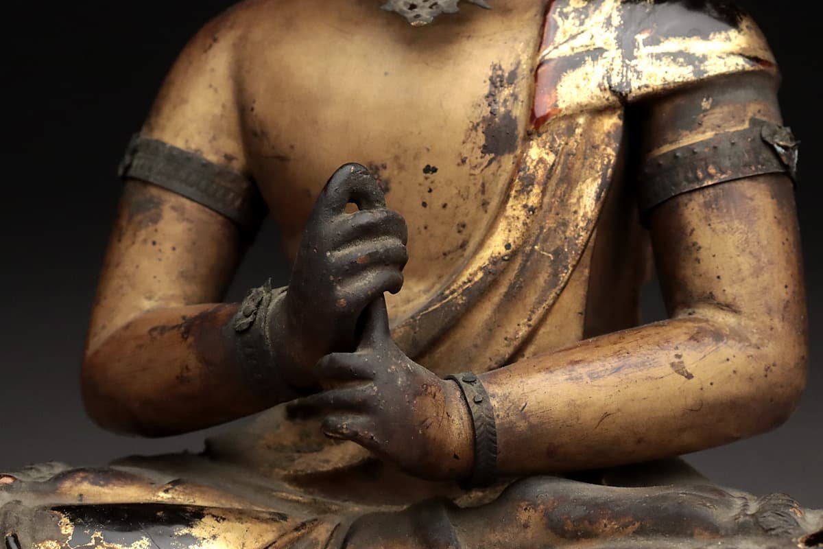 CW137 時代 仏教美術 金泥塗 木造大日如来坐像 全高46.5cm/仏高