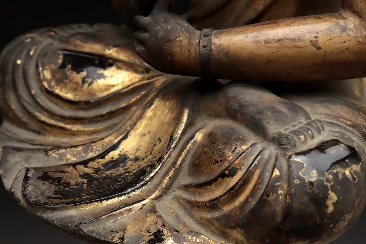 CW137 時代 仏教美術 金泥塗 木造大日如来坐像 全高46.5cm/仏高