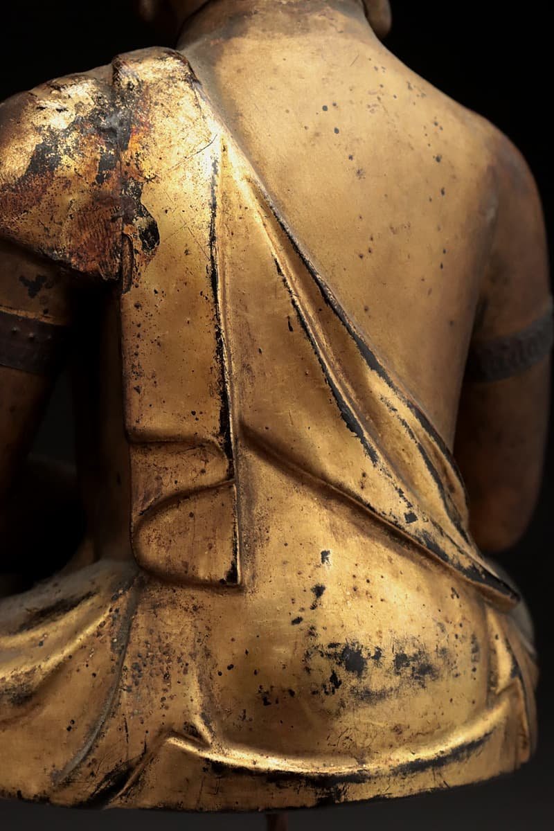 CW137 時代 仏教美術 金泥塗 木造大日如来坐像 全高46.5cm/仏高