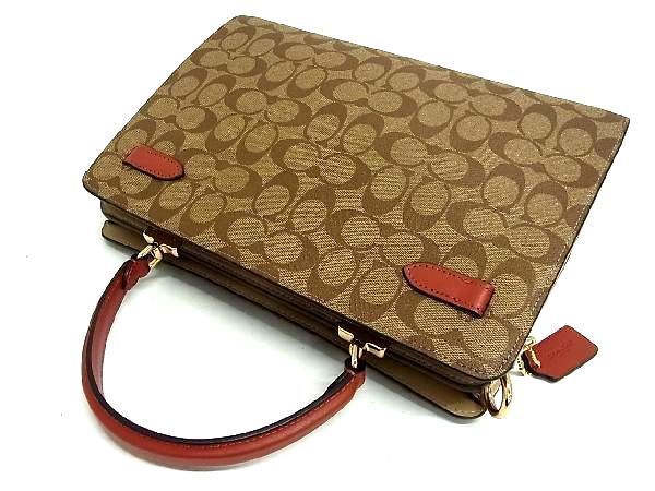 1円 ■極美品■ COACH コーチ C8208 シグネチャー PVC×レザー 2WAY ハンドバッグ ショルダー ブラウン系×ホワイト系 AK2741スN