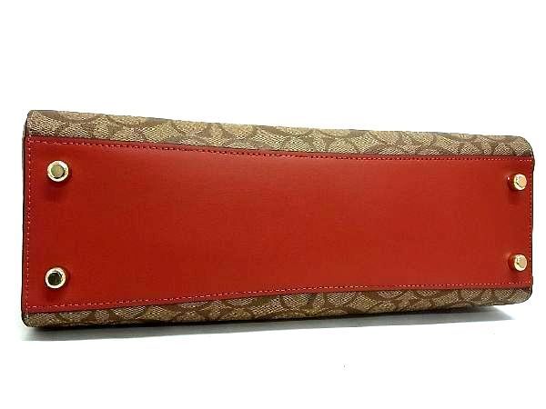 1円 ■極美品■ COACH コーチ C8208 シグネチャー PVC×レザー 2WAY ハンドバッグ ショルダー ブラウン系×ホワイト系 AK2741スN