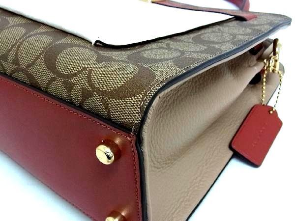 1円 ■極美品■ COACH コーチ C8208 シグネチャー PVC×レザー 2WAY ハンドバッグ ショルダー ブラウン系×ホワイト系 AK2741スN