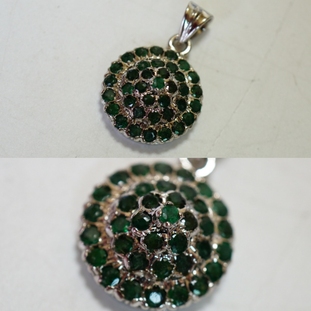 350 天然エメラルド ペンダント ネックレス ヴィンテージ アクセサリー 天然石 カラーストーン 宝石 色石 ビンテージ アンティーク 装飾品