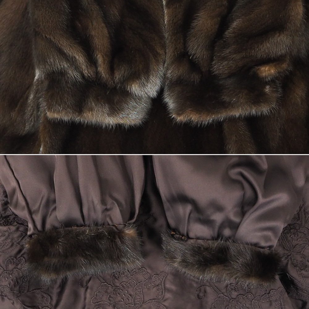 美品【 金 SAGA MINK ROYAL / 袖横段デザイン 】高級毛皮 サガ ダーク 