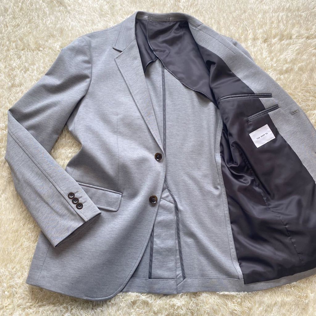 未使用級！タケオキクチ【春の主役】テーラードジャケット アンコンジャケット グレー 伸縮性 Lサイズ THE SHOP TK 春夏 ジャケット メンズ