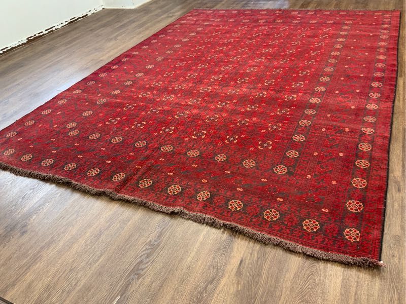 ★職人技★大型バシリー270×198cm アフガニスタン産 絨毯 ラグ アンティーク家具 トライバル レトロ カーペット 02ZZMRB230419001E
