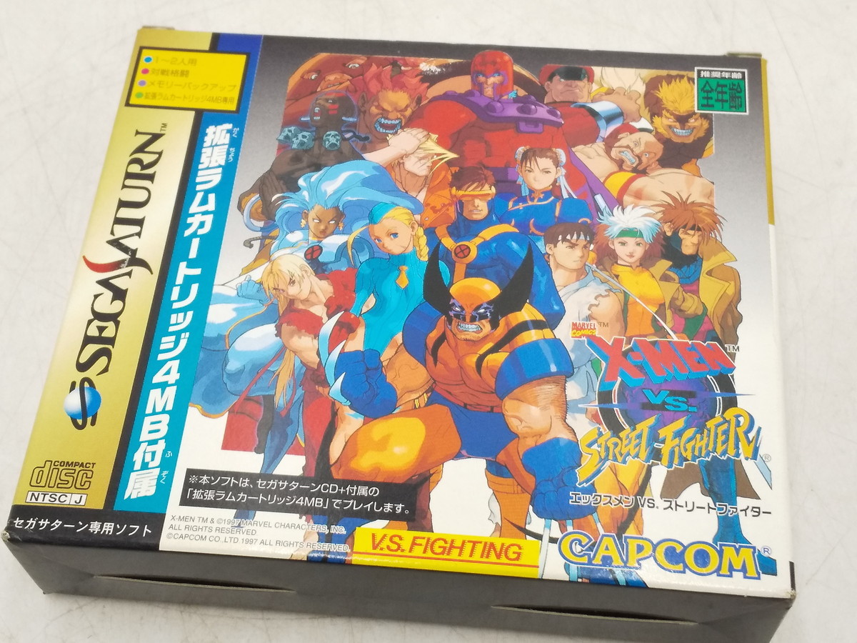 Y4-558　中古品　　セガサターンソフト　エックスメンVSストリートファイター　拡張ラムカートリッジ4MB付き