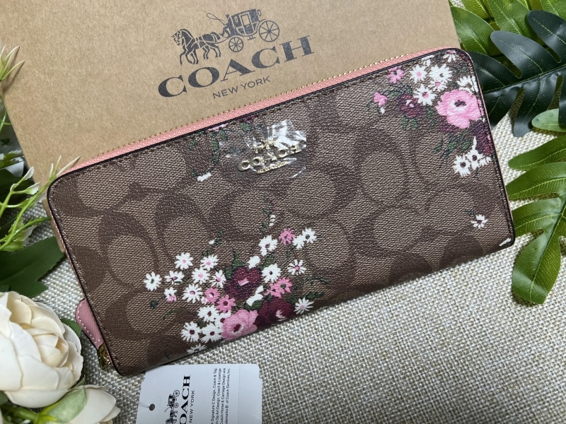 COACH 長財布 コーチ 財布 レディース 長財布 カーキマルチ系 花柄 