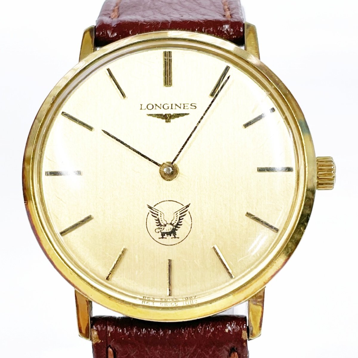 1円スタート】LONGINES ロンジン GP×革ベルト ゴールド文字盤 手巻き 
