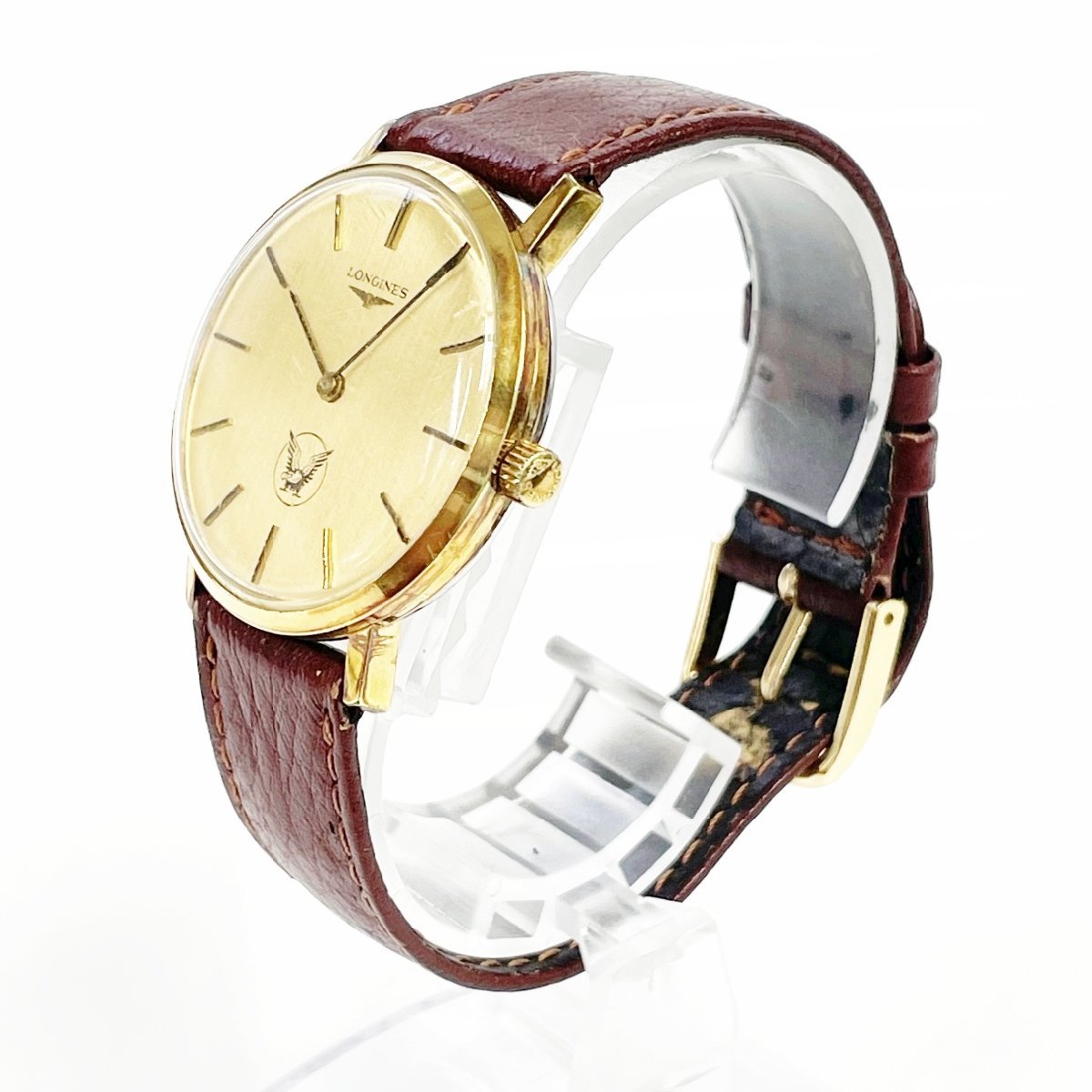1円スタート】LONGINES ロンジン GP×革ベルト ゴールド文字盤 手巻き 