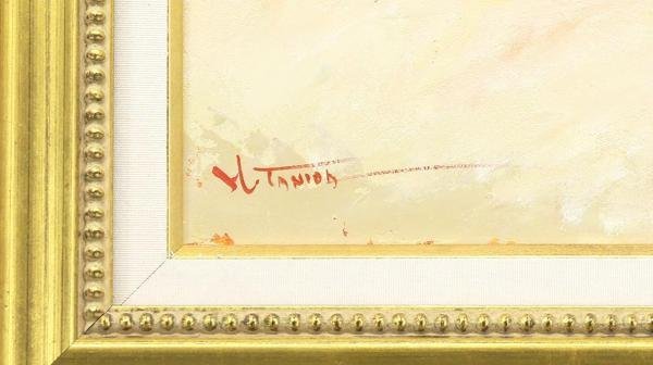 真作】【WISH】谷田穎郎「砂の詩」油彩 約10号 ◇一枚の絵取扱・夜明け