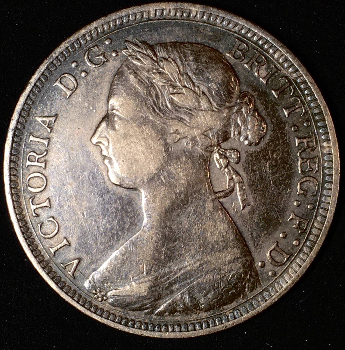 1891年 イギリス ハーフペニー 銅貨 ヴィクトリア女王 バンヘッド 本物 