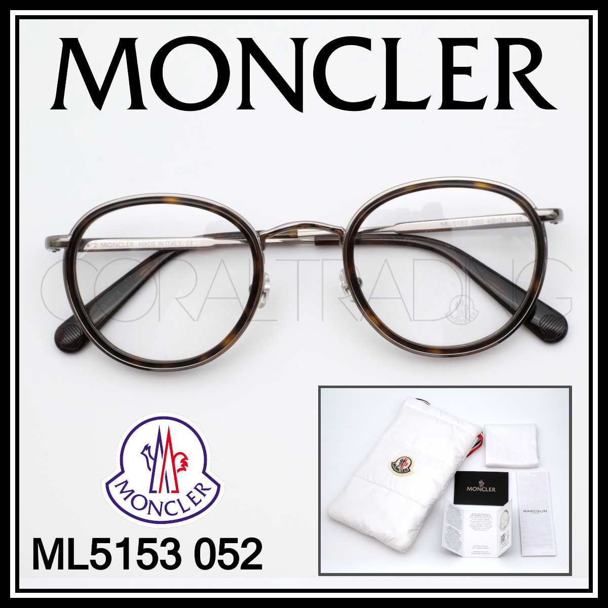 23266☆新品本物！MONCLER ML5153 052 べっ甲柄/ガンメタル