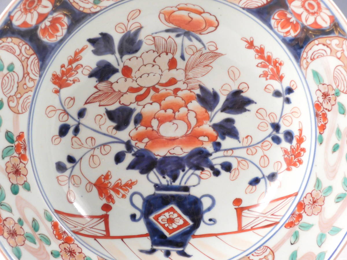 赤字超特価，大得価 ○栄○古伊万里 色絵 花籠手 髭