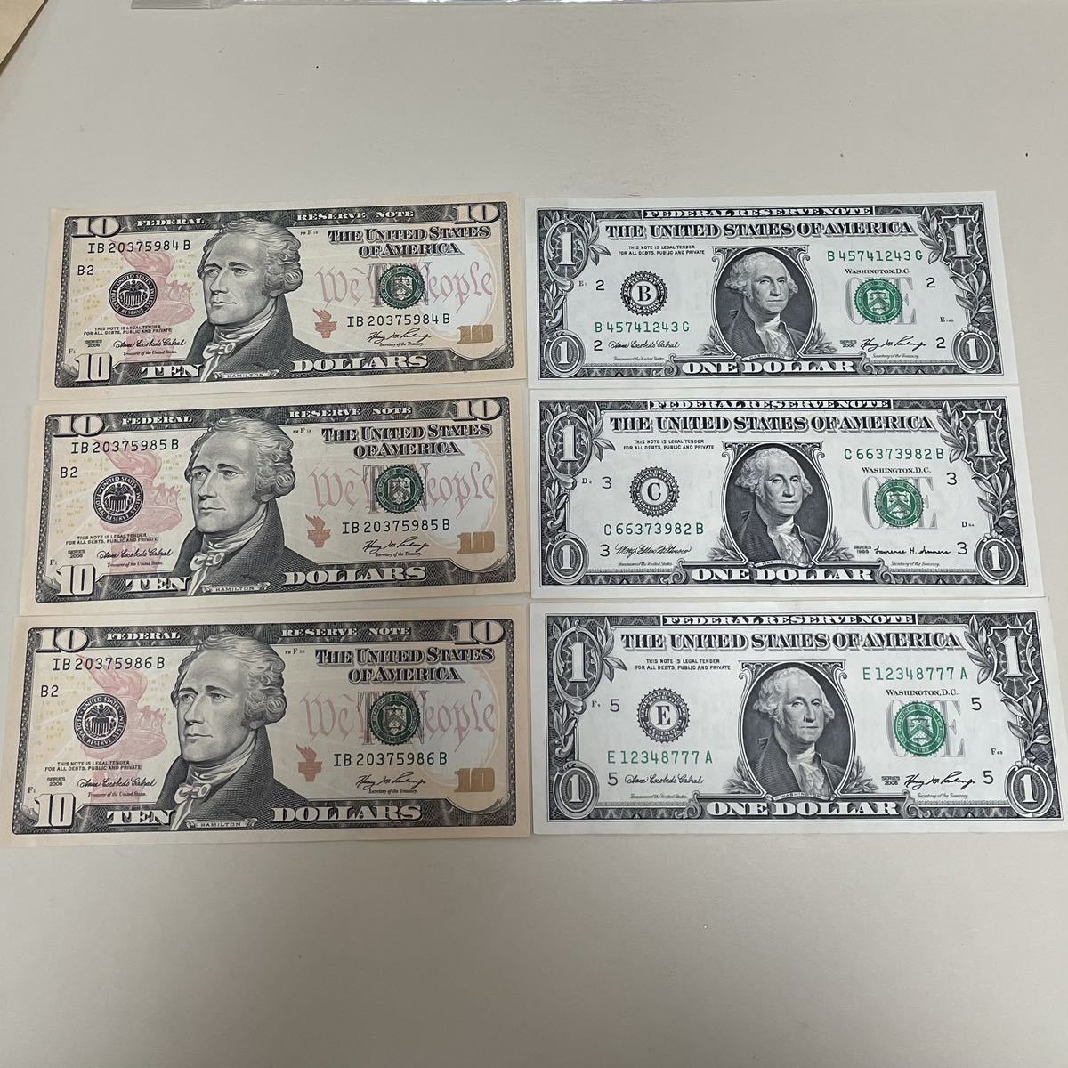 1円〜 アメリカ 旧紙幣 10ドル紙幣 ピン札 1ドル紙幣 額面33ドル