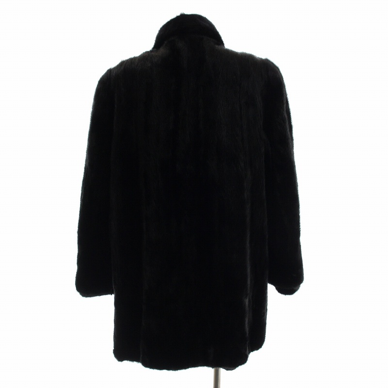 毛皮コート ファーコート ロング ショールカラー ミンク 13 XL 黒