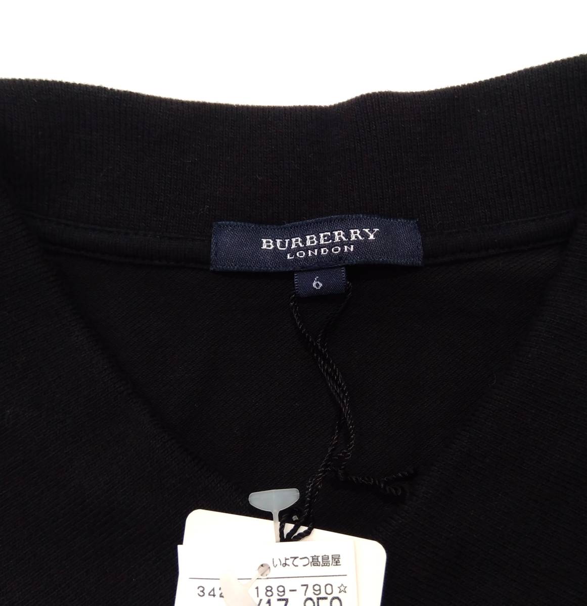 未使用 BURBERRY LONDON バーバリー 半袖ポロシャツ サイズ6 タグ付きブラック 黒 ノバチェック カットソー レディース