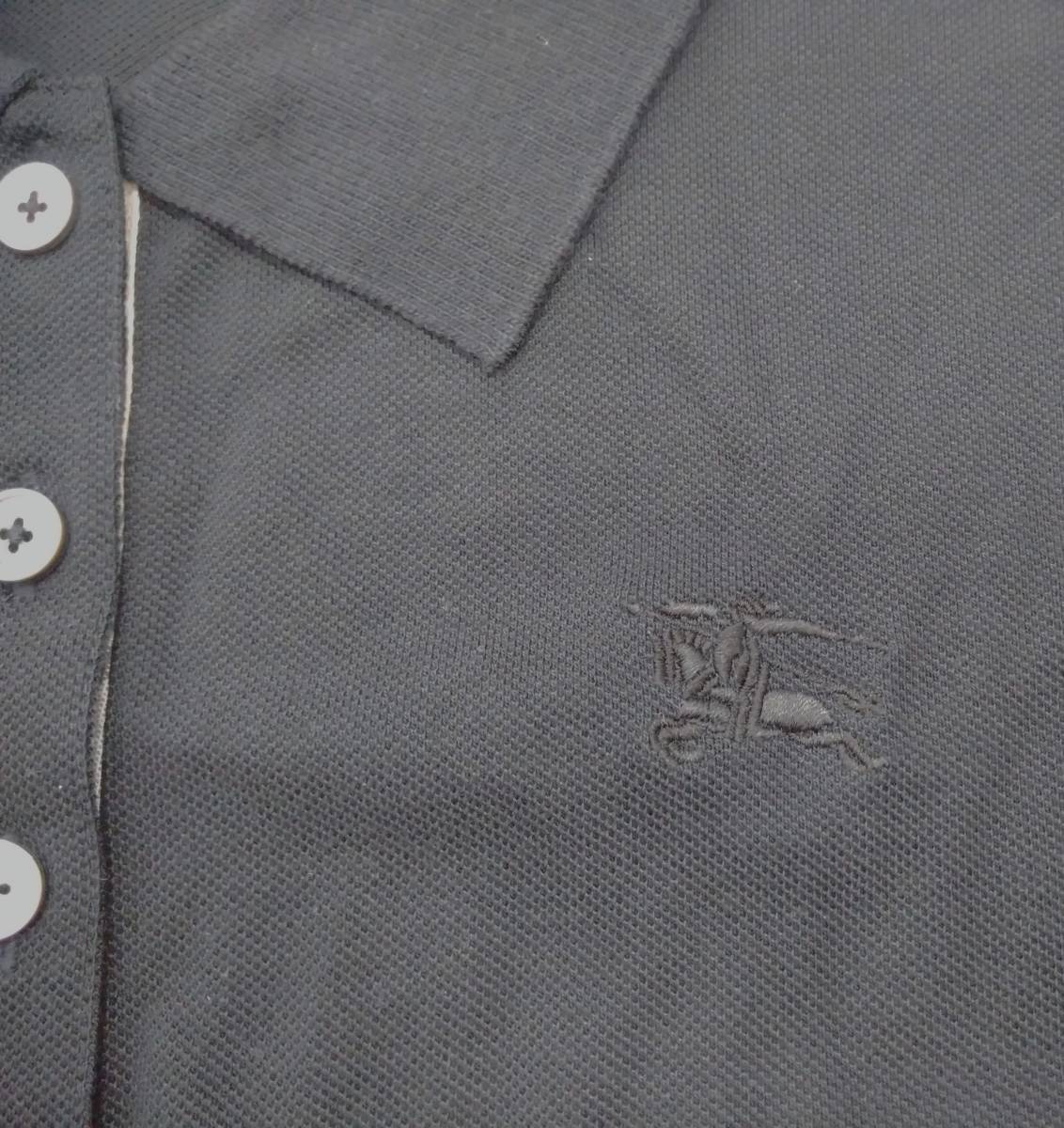 未使用 BURBERRY LONDON バーバリー 半袖ポロシャツ サイズ6 タグ付きブラック 黒 ノバチェック カットソー レディース