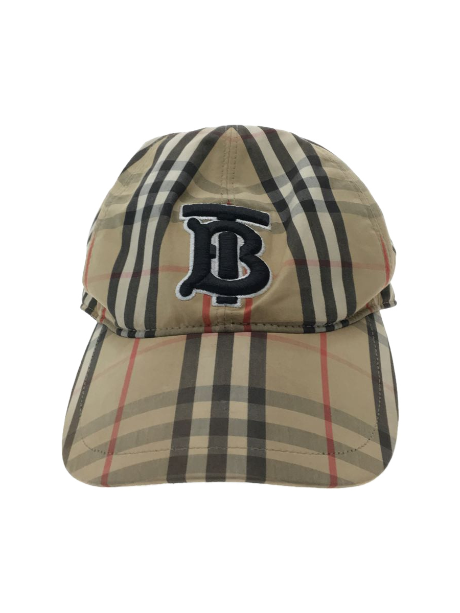 BURBERRY LONDON◆キャップ/L/コットン/BEG/チェック/ユニセックス/状態考慮/ベースボールキャップ/TBロゴ