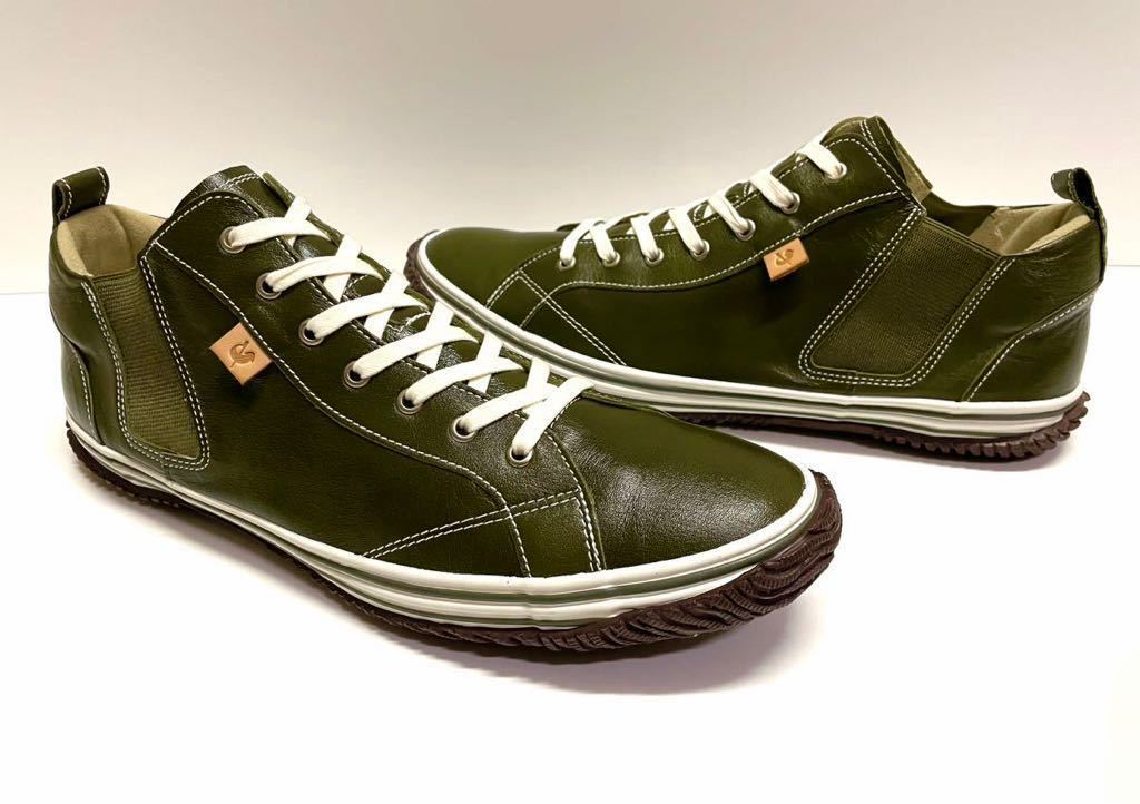 ほぼ新品!! 名作!! SPINGLE MOVE SPM-442 KHAKI size M 日本製 スピングルムーブ カンガルーレザー サイドゴア カーキ MADE IN JAPAN