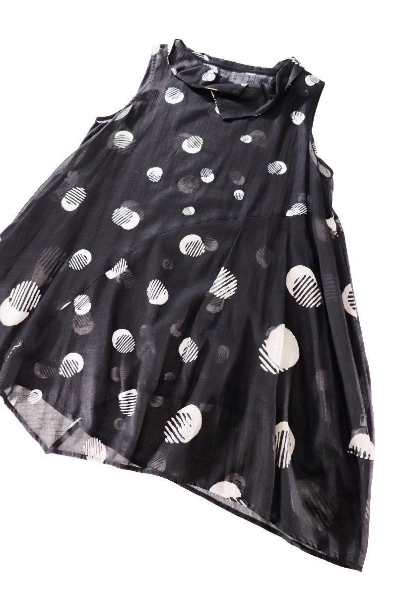 ☆美品☆慈雨センソユニコ/ドット柄プリントロングベスト/チュニック
