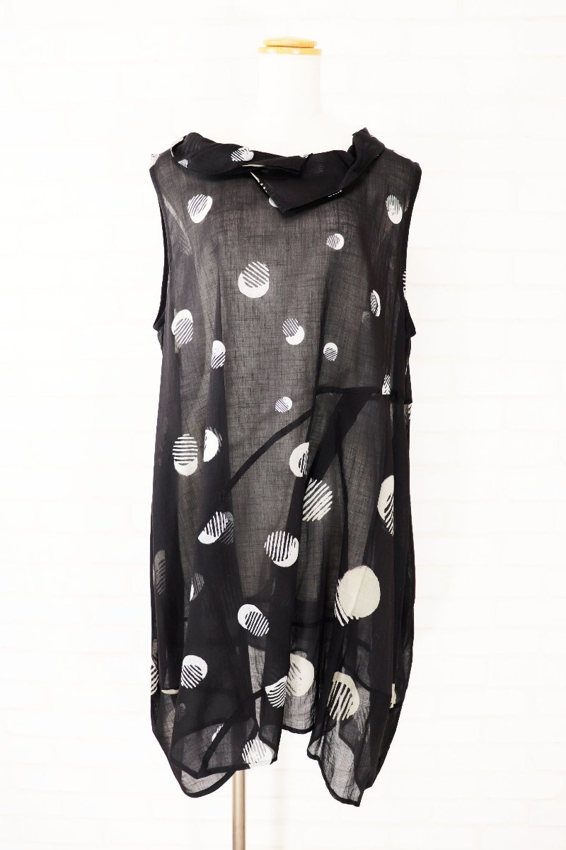 ☆美品☆慈雨センソユニコ/ドット柄プリントロングベスト/チュニック