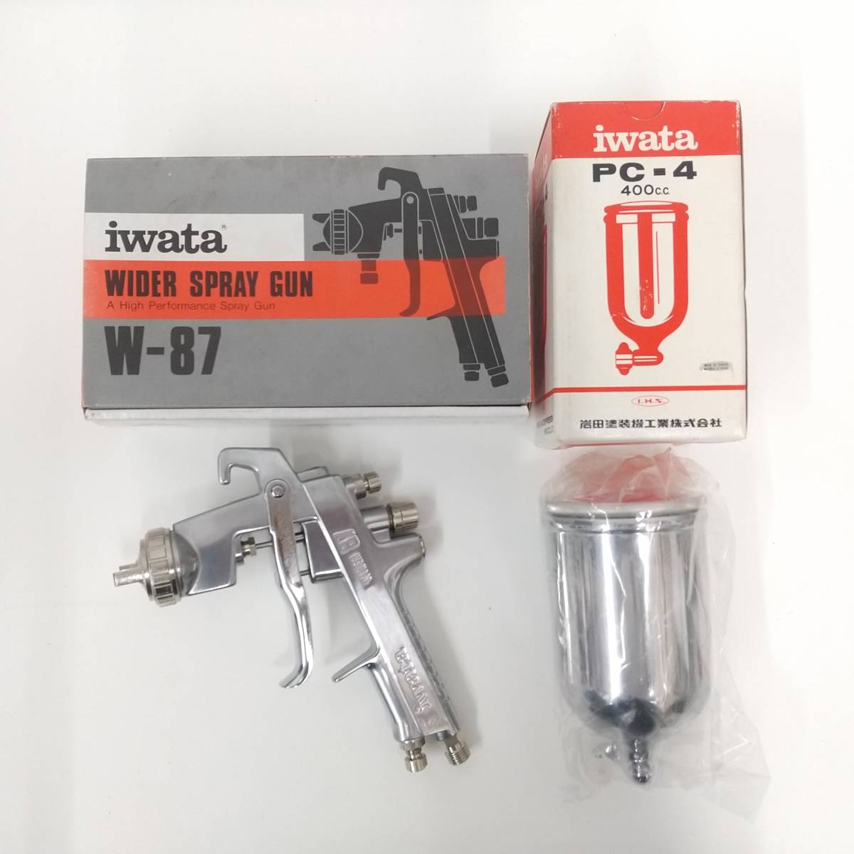 最安値，セール 877 品 iwata スプレーガン+カップセット W-87 PC-4 重力式 ノズル口径1.5mm カップ容量400cc 塗装ガン エアブラシ 岩田(エアーガン)｜売買されたオークション情報、yahooの商品情報をアーカイブ公開 エアーガン