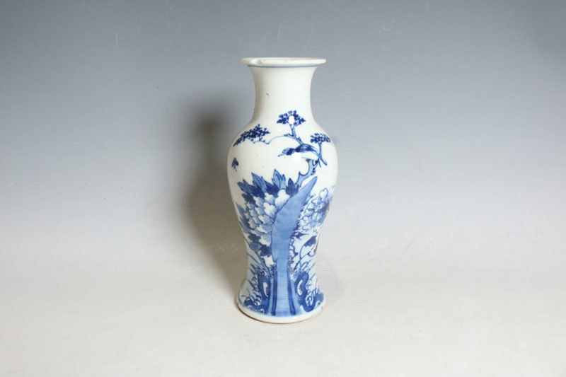 中国美術 青花花鳥紋瓶 南京染付花瓶（N076）