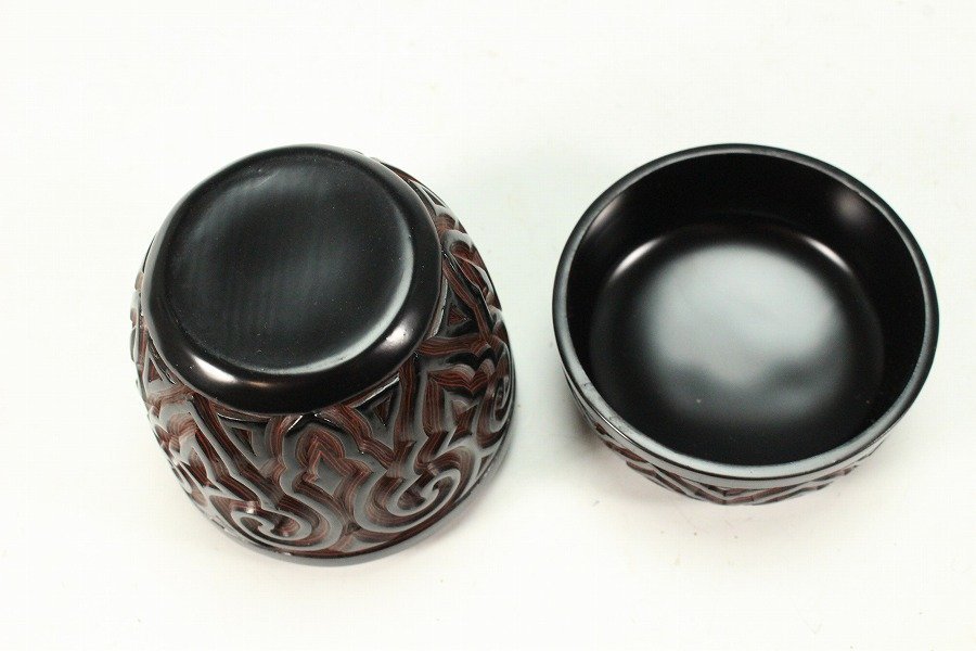 棗 堆朱 茶道具 トラベル - Watch 高8cm 茶入 具利紋 堆黒 金閣中国美術