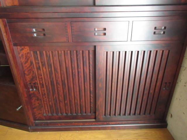 和光 神居民芸 樺材 ガラスキャビネット 食器棚 カップボード ZR24008