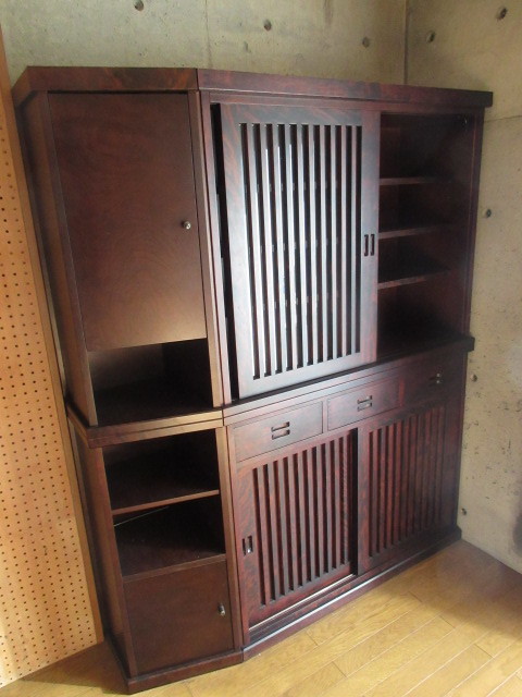 和光 神居民芸 樺材 ガラスキャビネット 食器棚 カップボード ZR24008 和光 神居民芸 樺材 ガラスキャビネット 食器棚 カップボード ZR24008