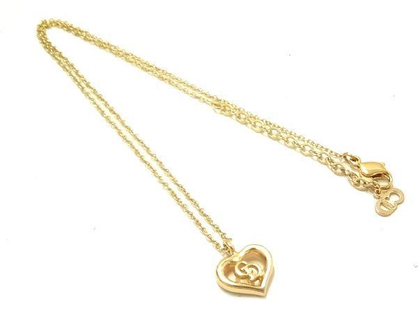 1円 ■美品■ Christian Dior ディオール CDロゴ ハート ネックレス ペンダント アクセサリー レディース ゴールド系 AK3369yU