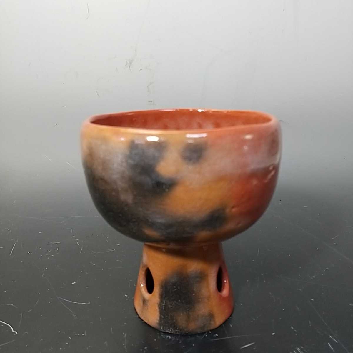 馬上杯 馬上盃 楽入造 赤楽 末茶茶碗 茶道具 共箱 共布