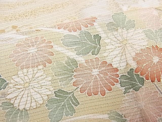 着物屋こころ□夏物 訪問着 絽縮緬 友禅 駒刺繍 雲重ね枝花