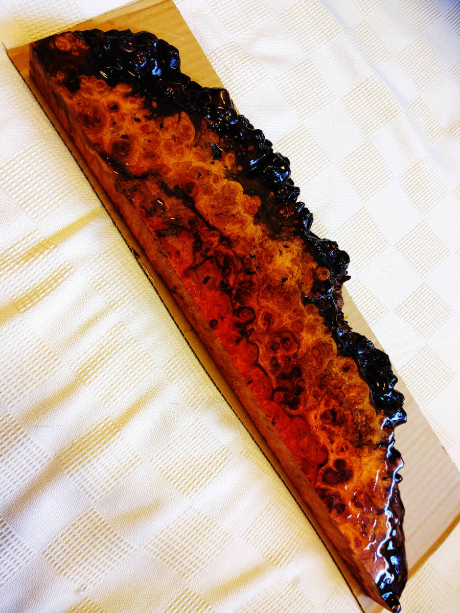 ☆花梨の玉杢厚板　瘤材　葡萄杢　サイズ510ｍｍ×155ｍｍ×37ｍｍ　ハンドメイド材としてもどうぞ　☆