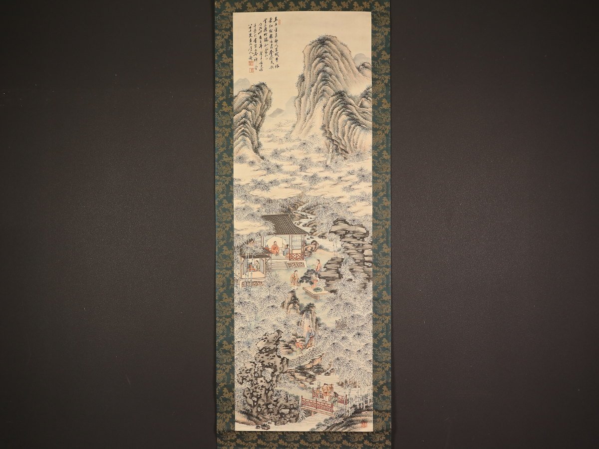 模写】【1円開始】【伝来】ek6755〈田能村直入〉竹林訪友図 田能村竹田